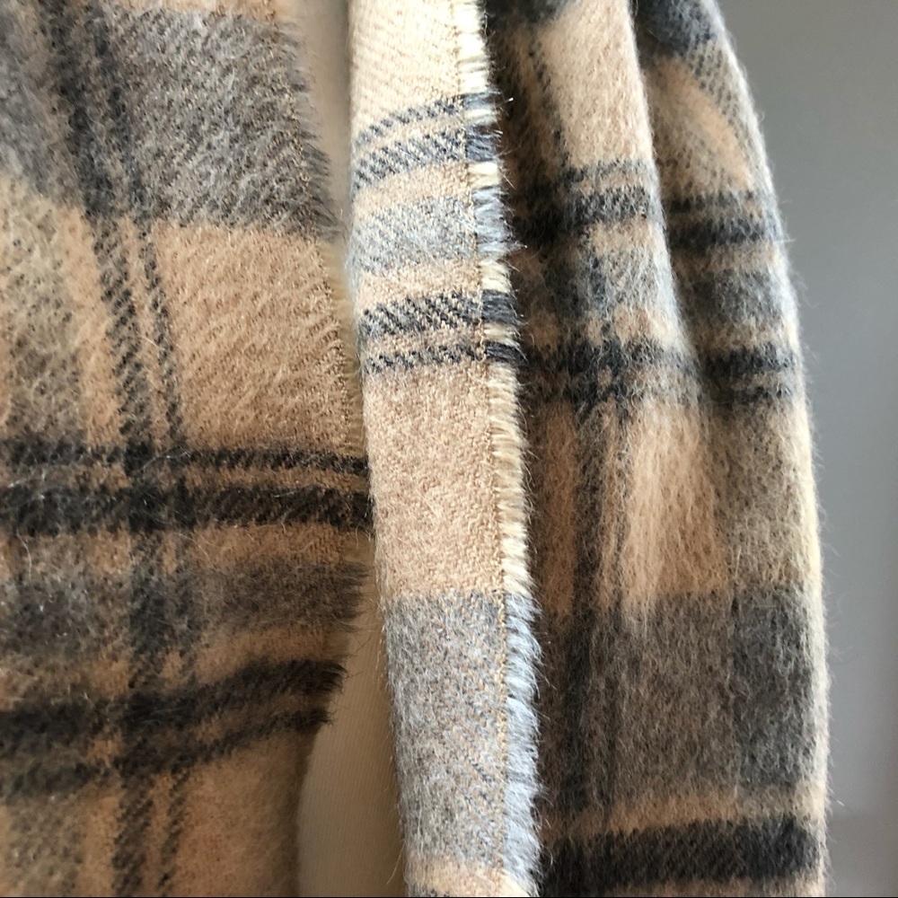 50’s Wool Flannel Plaid Fringe Scarf
